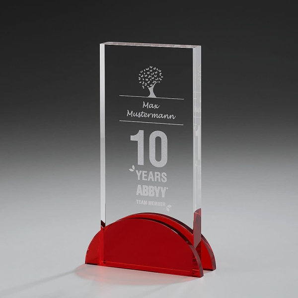 Fire Hemisphere Kristallglas Award mit rotem Sockel
