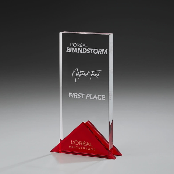 Fire Diamond Kristallglas Award mit rotem Sockel