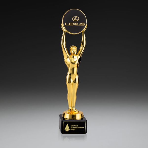 Champions Award goldfarbig mit Marmorsockel