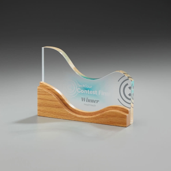 Wooden Wave Kristallglas Welle mit Buchenholz