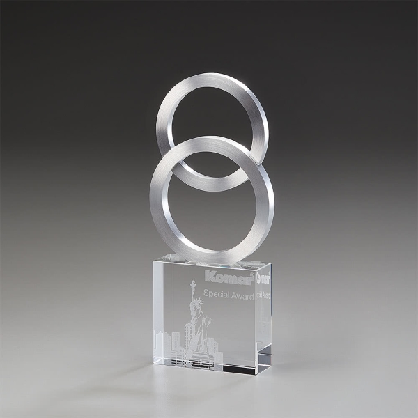 Fusion Award Kristallglas Trophäe mit Aluminium
