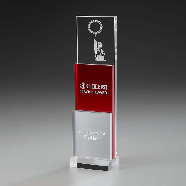Fire Step Acrylglas Award in leuchtendem Rot